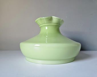 Vintage Green Opaline Lamp Shade – Fluted Edge, Rare Shape