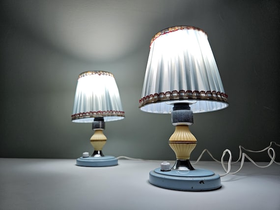 Vintage Art Deco Table Lamps: 1950s Yugoslavia Bedside Lamp Pair