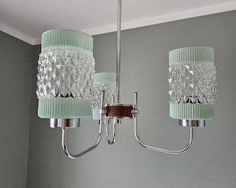 Vintage Chandelier, Mint Green Pendant Light from 60's, Mid Century Modern Ceiling Lamp, Yugoslavia, Vintage Light, MCM, Preloved Lamp