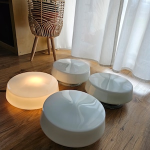 XL Vintage vit infälld glaslampa: Minimalistisk vägglampa i 50-talets stil (30 cm)