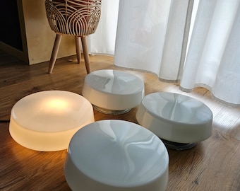 XL Vintage weiße Glas Deckenlampe: Mid Century Minimalist Wandlampe (30 cm)