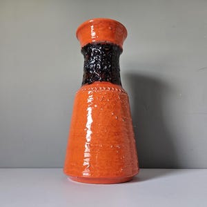 Vintage Large Jasba Vase / 11.6&quot; Tall / West German Pottery / Fat Lava Glaze