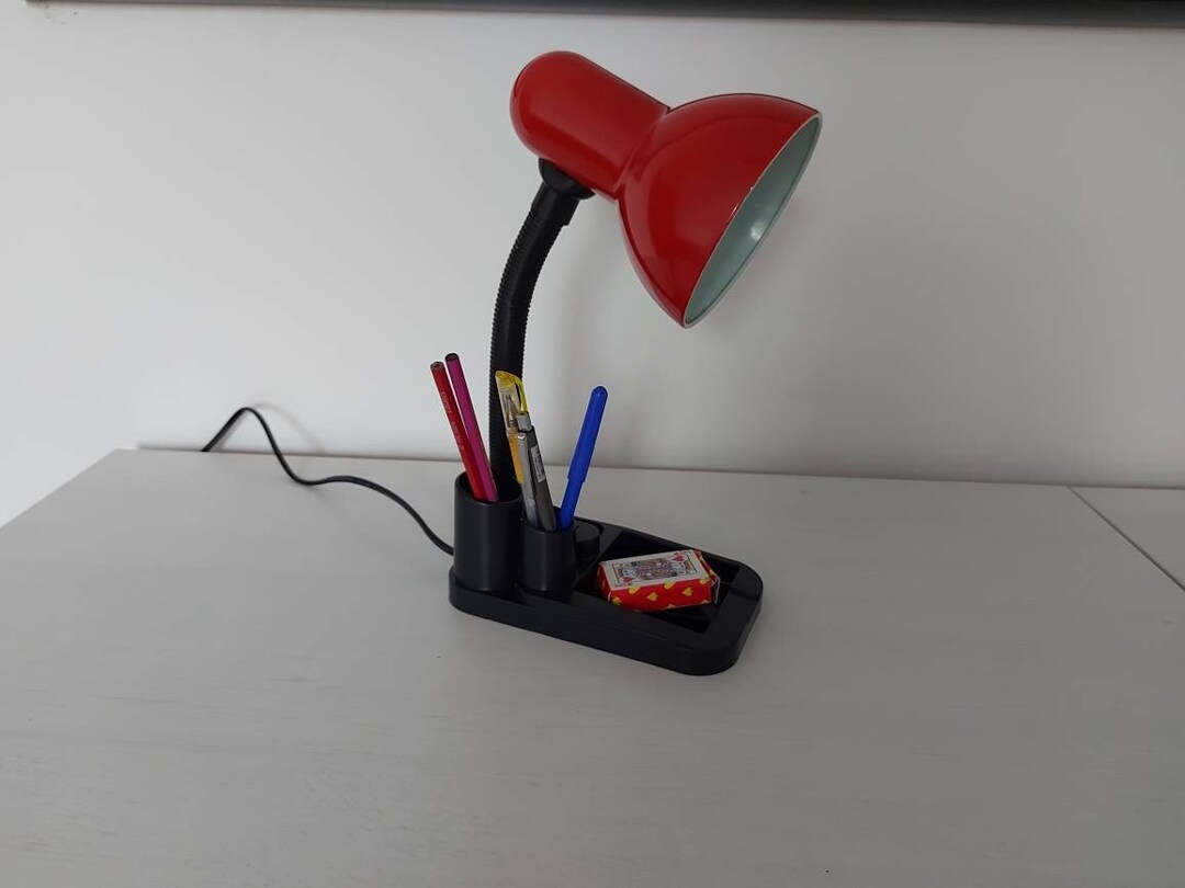 Vintage Desk Lamp Organizer, Task Lamp, Gooseneck Table Light