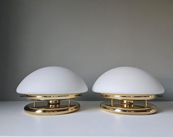 A set of 2/ Mid Century Modern Wall or Ceiling Lamps / Mushroom Lamps / Flush Mount Lights / Yugoslavia  80&#39;s Lamps / Ceiling Lamps set of 2