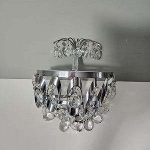 Vintage Wall Light,  Crystal Sconce, Yugoslavia 70&#39;s, Glass Sconce, Bedside Light