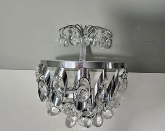 Vintage Crystal Wall Sconce: 70s Yugoslavia Bedside Light