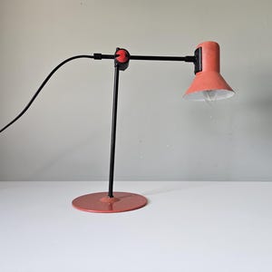 Vintage Table Lamp / Red Desk Lamp / Adjustable Lamp / Industrial Table Lamp