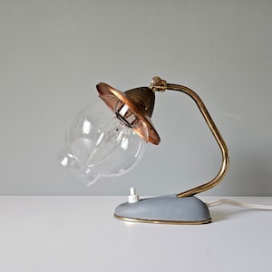 Vintage Bedside Lamp, Table Lamp, Art Deco Lamp, Copper Glass Sconce Lamp, Night Light, Nightstand Lamp, 50&#39;s Lamp, Antique Lamp, Old Lamp