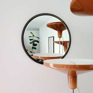 Vintage Smoked Glass Mirror, Mid Century Modern Mirror, Retro Mirror, Brown Mirror, Plastic Wall Mirror, Space Age, Guzzini Meblo style MCM