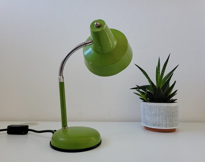 Vintage Desk Lamp Lumi, Industrial Green Desk Lamp, Gosseneck