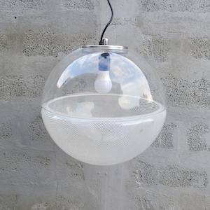 Vintage Guzzini Sfera Pendant Lamp: Mid Century Globe Ceiling Light