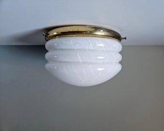 Vintage Mid Century Modern Glass Ceiling Lamp - Yugoslavia 80's Lighting