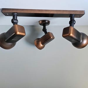 Set of 2 Vintage Copper Spotlight Lamps: Retro Yugoslavian Track Lighting