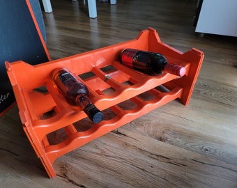 Set of 2 Retro Wine Rack for 12 Bottles / Orange Plastic Wine Rack for 6 Bottles / Stackable Wine Rack / Standa 70's / Modular Wine Rack