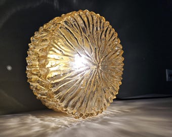Vintage Amber Glass Flush Mount Light, Mid Century Modern Sconce