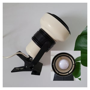 Vintage Table Lamp, Clip Lamp, Spotlight, Task Lamp, Bedside Lamps, Vintage Sconce, Black and White Lamp, Retro Spotlamp, 70&#39;s, Retro Lamp