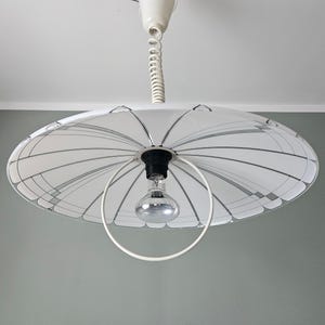 Vintage Meblo Pendant Lamp – Space Age White Dome Light, 1970s Yugoslavia Design