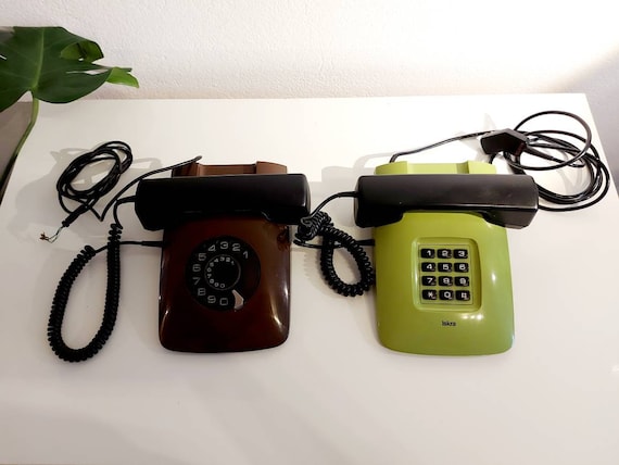 Vintage Iskra ETA 82 Telephone: Brown Rotary Push Button Phone