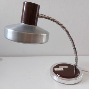 Vintage Desk Lamp, Mid Century Lamp, Gooseneck Lamp, Brown Lamp, Table Lamp, Vintage Light, Space Age Lamp,70s Lamp, Retro Lamp, Task Lamp