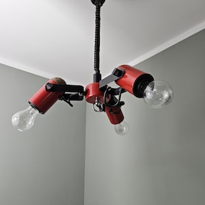 Retro Pendant Light, Adjustable Lamp, Vintage Hanging Light, Red Spot Light, 80s, Ceiling Light, Retro Lamp, Spotlights