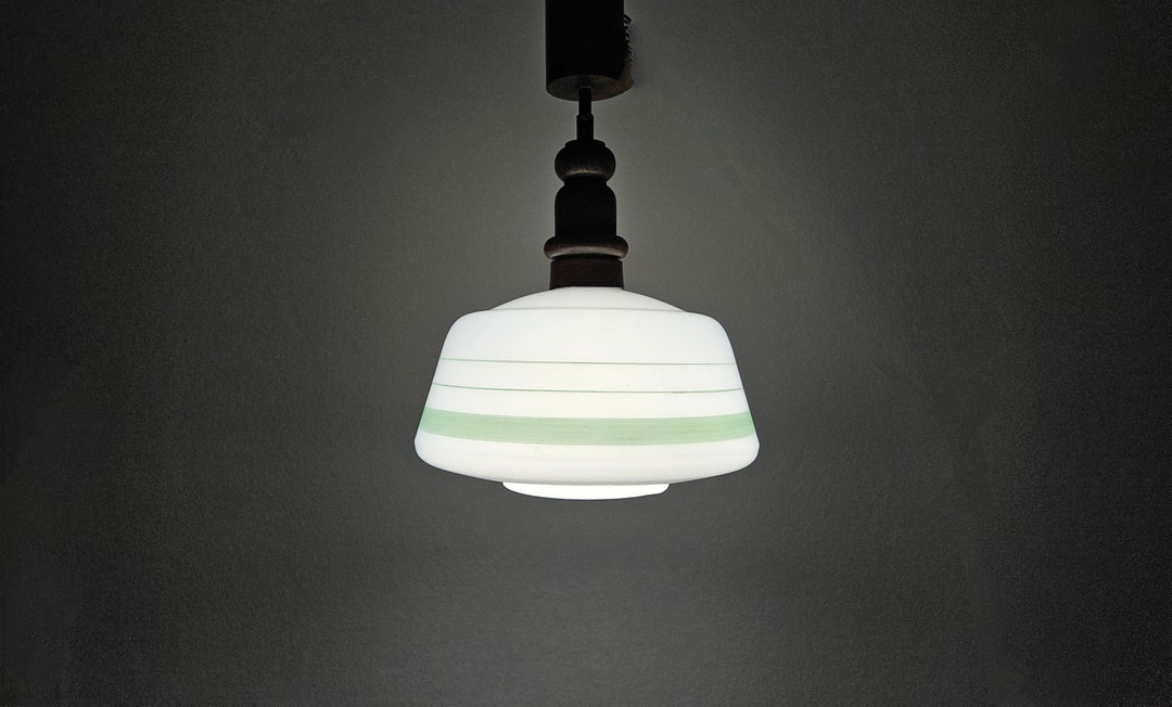 Vintage Kitchen Lamp / Glass Pendant Light / Retro Ceiling Lamp / Mid ...