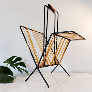 Vintage Magazine Stand, Mid Century Newspaper Stand, Storage Rack, Retro Magazine Holder, Retro Stand, 70&#39;s, Vinyl Records Stand, MCM Rack
