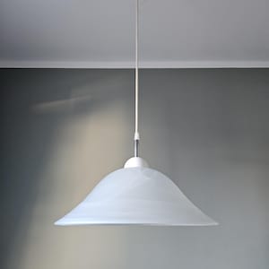 Vintage Murano Glass Pendant Light, Mid century Ceiling Light, Hanging Lamp, White Mushroom Swirl Murano Light Fixture, Vintage Chandelier