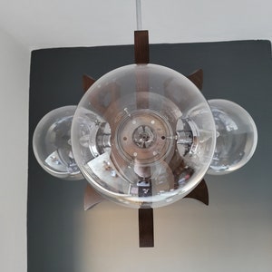 Vintage Pendant Light, Mid Century Modern Lamp, Bulb Ceiling Lamp, Glass Globes Chandelier, Sputnik Space Age Lamp 70's MCM Yugoslavia image 6