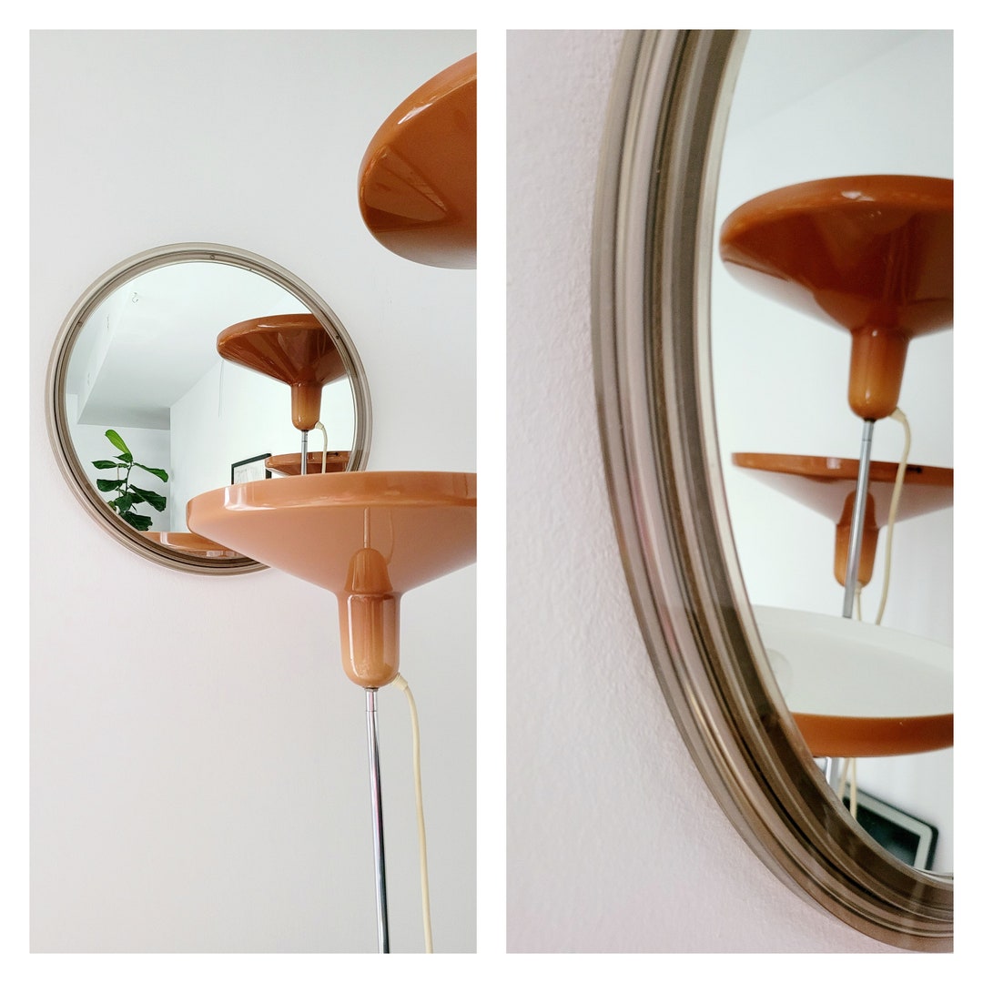 Vintage Smoked Glass Mirror, Mid Century Modern Mirror, Retro Mirror, Brown Mirror, Plastic Wall