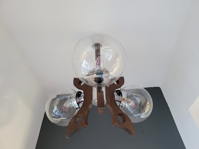 Vintage Pendant Light, Mid Century Modern Lamp, Bulb Ceiling Lamp, Glass Globes Chandelier, Sputnik Space Age Lamp 70's MCM Yugoslavia image 2