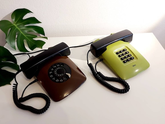 Vintage Iskra ETA 82 Telephone: Brown Rotary Push Button Phone