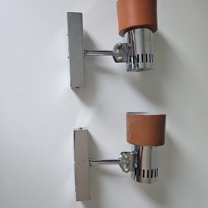 Set of 2 Vintage Wall Lamps TEP Zagreb, Mid Century Modern Design, Orange and Chrome Lamps, 70s Lighting, Yugoslavia, Chrome Sconces