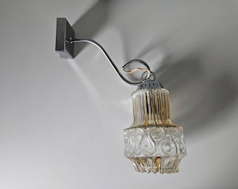 Vintage Glass Sconce: 70s Mid-Century Chrome Wall Lamp