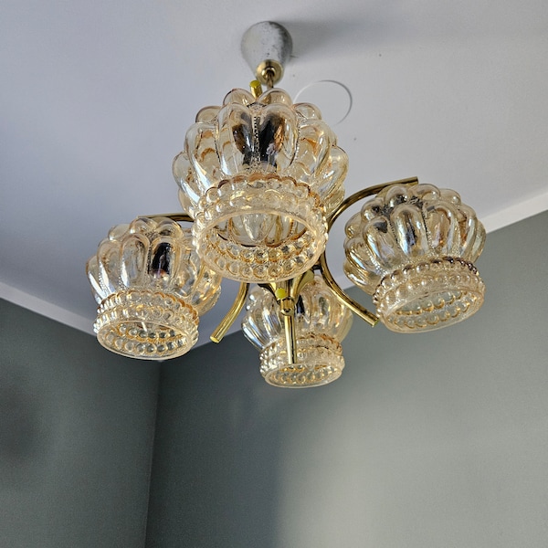 Vintage Chandelier / Ceiling Light / Mid Century Modern Lamp / Light Fixture / Helena Tynell Style / MCM / Cottage Core Style Pendant Lamp