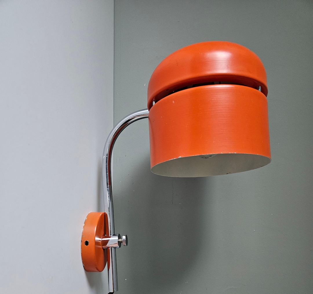 Vintage Orange Wall Lamp: 70s Space Age Chrome Sconce - Etsy