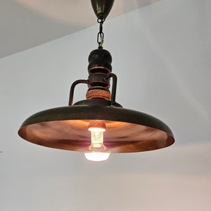 Vintage Ceiling Light / Copper Pendant Lamp / Vintage Chandelier / Mid Century Modern / 70s / Rustic Lamp / Retro Hanging Light / Bronze