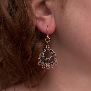 Copper dangle earrings, Copper jewelry, Summer earring gift for her, Unique dangle earrings