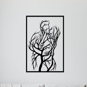 lovers kiss wall art svg,dxf, EPS,AI and PDF files.plasma cut file,wall art dxf,laser cut files,Glowforge files, man and woman panel svg