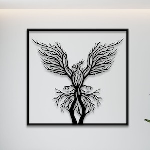 Phoenix wall art svg, dxf, EPS, AI et PDF files.plasma cut file, wall art dxf, fichiers découpés au laser, fichiers Glowforge, Phoenix panel svg