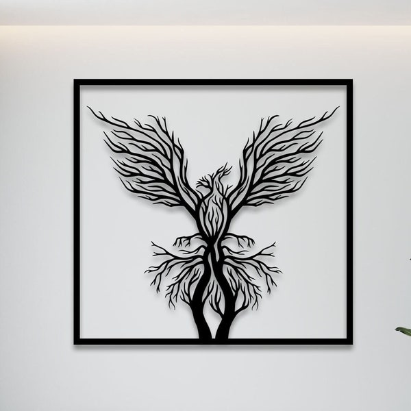 Phoenix wall art svg,dxf, EPS,AI and PDF files.plasma cut file,wall art dxf,laser cut files,Glowforge files, Phoenix panel svg