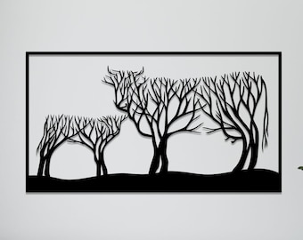 vache et veau wall art svg, dxf, EPS, AI et PDF files.plasma cut file, wall art dxf, laser cut files, Glowforge files, farm cow panel svg