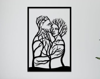 lovers kiss wall art svg,dxf, EPS,AI and PDF files.plasma cut file,wall art dxf,laser cut files,Glowforge files, man and woman panel svg