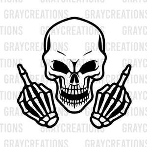 skull middle fingre svg / skeleton hand sign png / middle finger sing clip art
