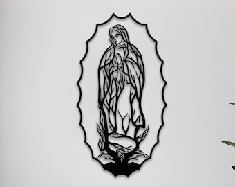 virgin mary wall art svg,dxf, EPS,AI and PDF files.plasma cut file,wall art dxf,laser cut files,Glowforge files, our lady of guadalupe panel