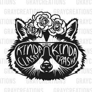 Raccoon SVG PNG | Floral Raccoon Svg | Raccoon Sunglasses Svg | Animal Shirt Svg | Scavenger Animal Clipart | Sublimation Designs