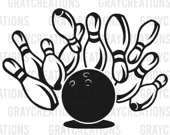 Bolos Svg / Bolos Clipart / Bolos Png / Camisa de bolos SVG / Archivos de bolos para Cricut / Descarga instantánea / Png Jpg Eps