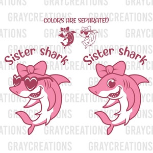 baby shark bundle svg / sister shark printable cut file / cute shark design clip art