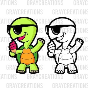 lindo, bebé, tortuga, helado, svg,png,coloreado,clipart,corte vectorial,imprimible,digital, diseño de camiseta,animales de verano