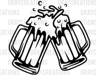 Beer Mugs SVG | Beer Cheers Svg | Alcohol Svg | Beer Svg | Beer Mug Png | Beer Clipart | Wine and Beer Svg | Cheers and Beers svg | Png