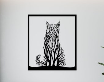 猫の壁アート svg、dxf、EPS、AI、PDF ファイル。プラズマ カット ファイル、壁アート dxf、レーザー カット ファイル、Glowforge ファイル、猫パネル svg